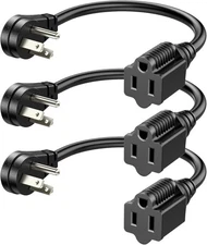 DEWENWILS 1FT Flat Head Extension Cord 3-Prong SJT 14AWG 3 Pack Indoor