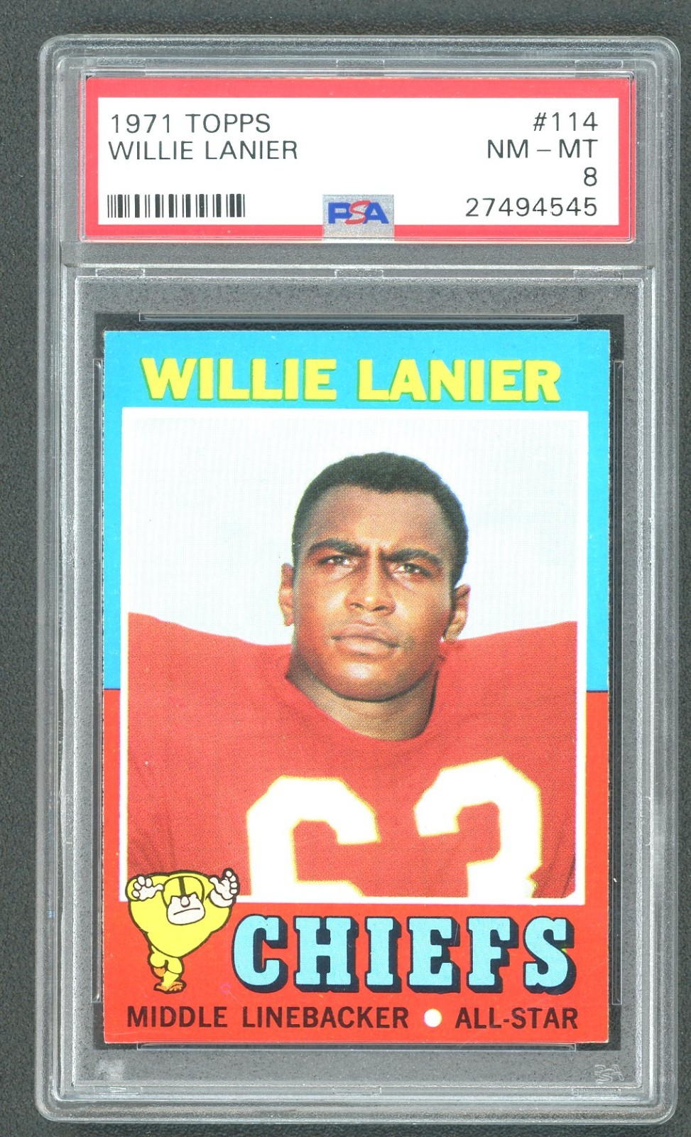 1971 Topps Willie Lanier #114 PSA 8 NM-MT RC ROOKIE