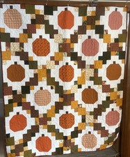 Handmade throw size brightly autumn pattern quilt