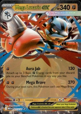 MEGA LUCARIO EX 077/132 MEGA EVOLUTION DOUBLE RARE POKEMON HOLO GRAPHICS