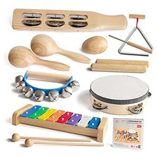 Musical Instrument Set for Toddler Baby Kid Wooden Percussion 13 PCS