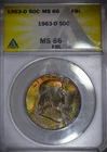 1963 D Franklin Half Dollar 50C - ANACS MS66 FBL **Monster Toned** PQ++ #263