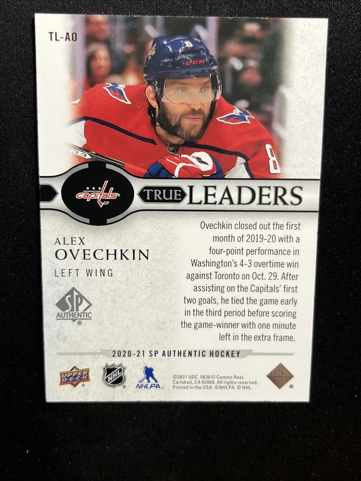 20-21 UD SP Authentic Hockey True Leaders TL-AO Alex Ovechkin - Image 2 of 2