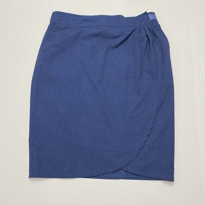 Ripskirt Hawaii Length 3 -Below The Knee-Wrap Skirt Denim Blue Pockets Womens M