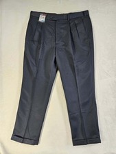 Roundtree  Yorke travelSmart Microfiber Pants Mens Size 38x30 Pleated Blue