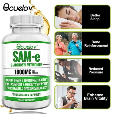 BCUELOV Rückenschmerzen Leber Gesundheit Entgiftung SAM-e Supplements 1000 mg 120 Kapsel