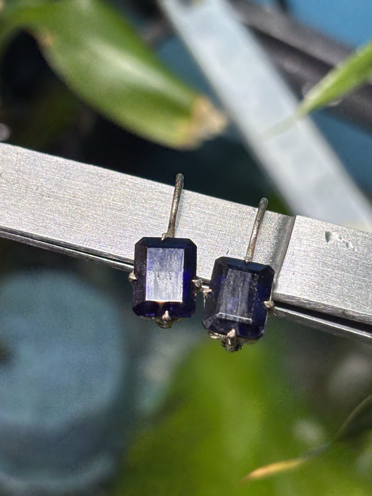 925 Tanzanite Emerald-Cut Rectangle Dangle Drop E… - image 3