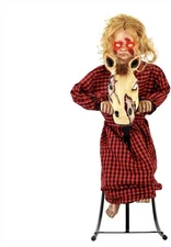 Haunted Hill Farm 3.2-Ft Animatronic Rocking Horse Girl, Halloween 