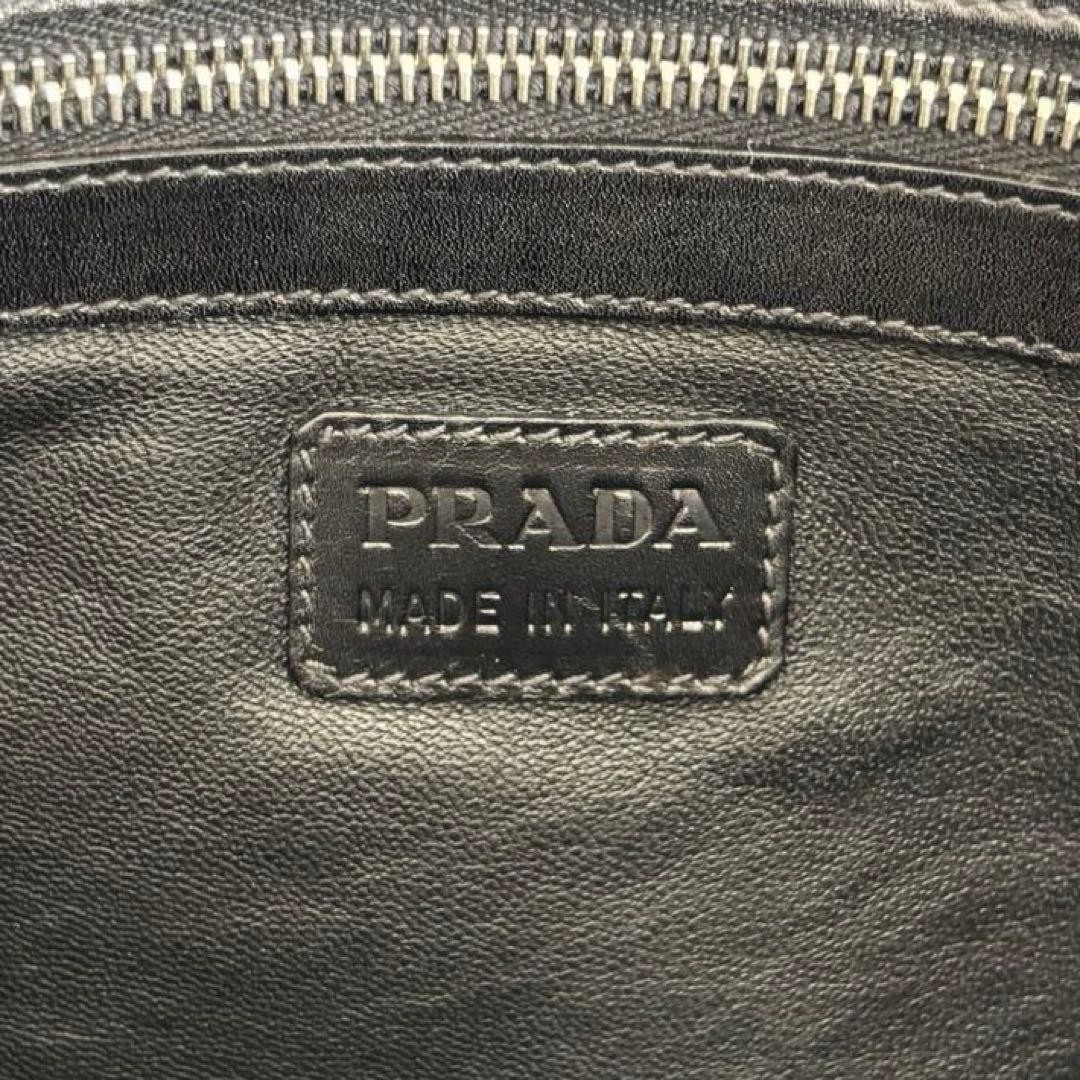 PRADA Women's Tote Bag Handbag Canvas Leather Black Noir Used Authentic thumbnail 17