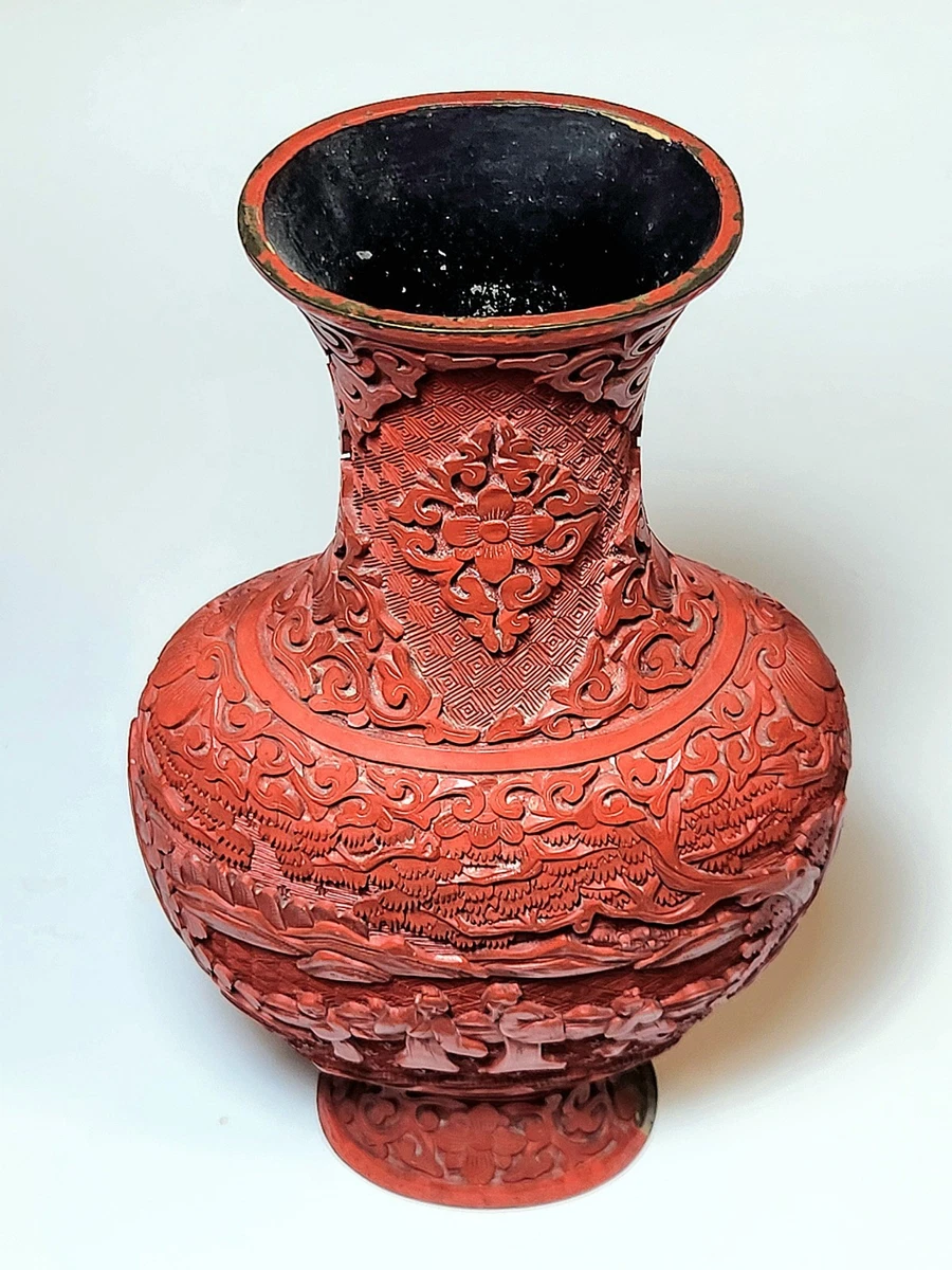 红色中国古董花瓶| eBay