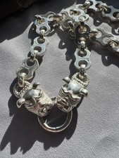 Mens 925 Sterling Silver Necklace Heavy Streetwear Style