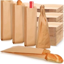 300 Pcs Brown Paper Bread Bags 4.5x2.5x16", for Baguettes, Sandwiches, Gifts