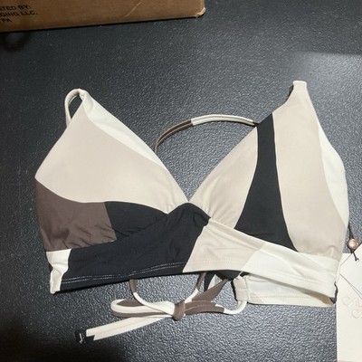 Calia Women's Triangle Bikini Top Wavy Block Neutral WSA23201PRT Brand New!