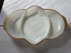 VTG Anchor Hocking Fire King Divided Relish Tray w/ Raised Gold Trim