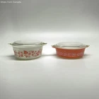 Pyrex Gooseberry Pink/White Casserole Dishes w/Lids