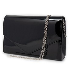 Pochette vernice nera lucida donna da cerimonia clutch borsa piccola borsetta