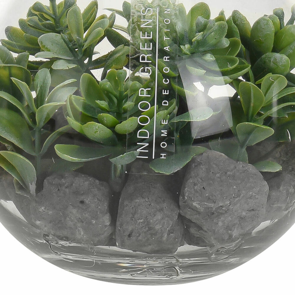 Kunstpflanze im Deko Sukkulenten eBay Badezimmer künstliche Zimmerpflanze Glas-Topf 