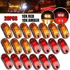 20 Pack Truck Trailer Side Marker Clearance Lights 2.5 Led Amber Red Waterproof