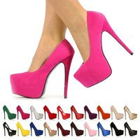 WOMENS LADIES CONCEALED PLATFORM STILETTO HIGH HEELS PARTY COURT SHOES SIZE 3-8