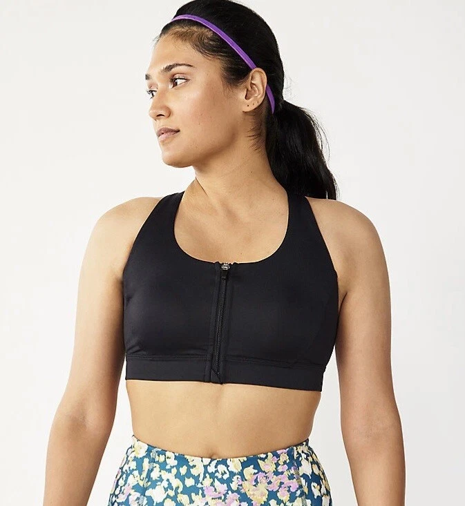 NWT Tek Gear Workout Gear Zip-Front Medium-Impact Stretch Sports Bra Small