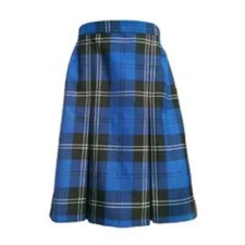 Blue Tartan Check Skirt - Waist 22"-42" Length 20" Plaid
