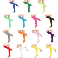 Women Latin Knee High Socks Solid Ribbed Knit Leg Warmers Boot Cuff