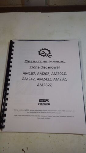 New Krone Operators Book Manual AM167 202 202z 242 242z 282 282z Disc mower - Afbeelding 1 van 3