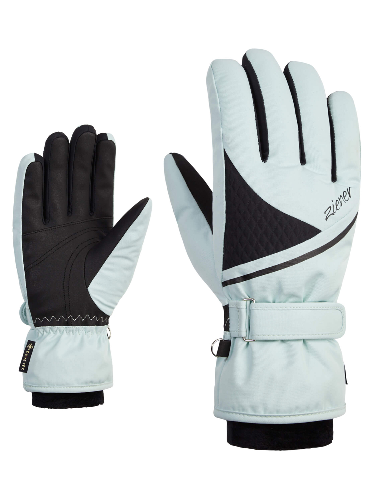 Ziener Mujer Esquí Guantes Kiana Goretex Menta Negro 67 Nuevo