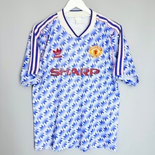 MANCHESTER UNITED 1990/1992 AWAY FOOTBALL SHIRT JERSEY ADIDAS SIZE L