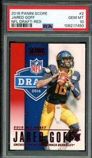 Jared Goff Rookie Card 2016 Panini Score NFL Draft Red #2 PSA 10