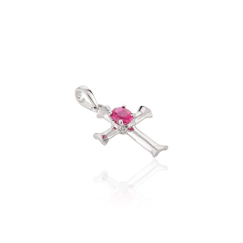 925 Sterling Silber Rubin Kreuz Anhänger Halskette für Mädchen bringt Weisheit - Bild 4 von 5