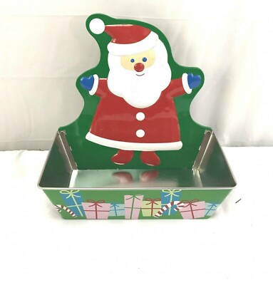 Santa tin high backed bin decor Christmas accents