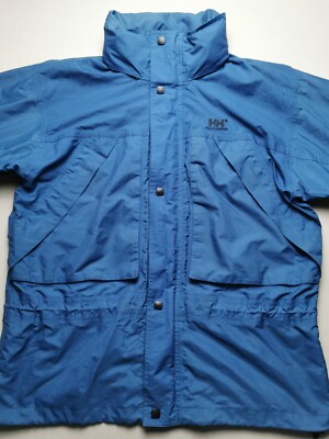 HELLY HANSON Herren UK S Helly-Tech integrierte Kapuze blau Jacke sehr guter Zustand Achselschlitze