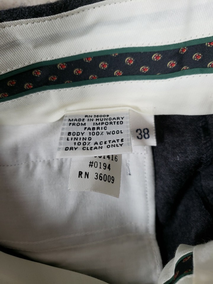 Calvin Klein Sport Mens 38X35 Dress Pants Charcoal Gray Pleated 100