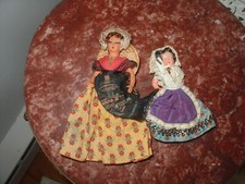 Vintage Celluloid French Petticollin Style Doll with Cross Lot of 2