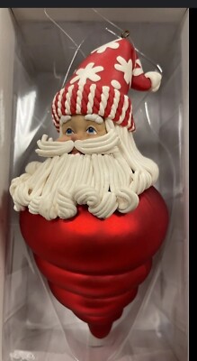 Department 56 Noel Santa glass ornament swirl Twist snowflake hat