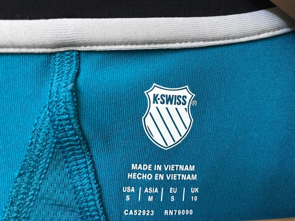 K-Swiss Womens Small Sleeveless Athletic V Neck Tank Top Blue Black Shelf Bra - Image 3 of 4