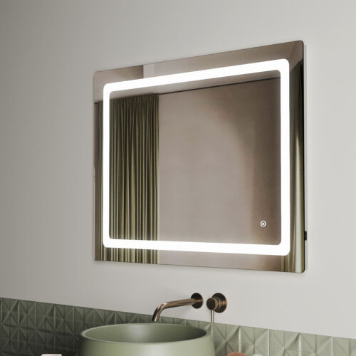 LED Bathroom Mirror With Shaver Socket Illuminated Lights Touch Sensor Demister