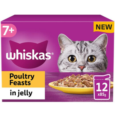 Whiskas 7+ Katzenbeutel Geflügelfeste in Gelee 12x85g für ältere Katzen