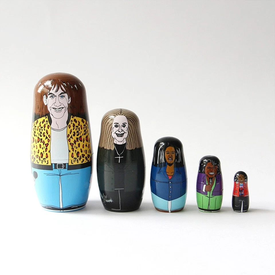 Muñecas matrioska de leyendas de la música Iggy, Ozzy Osbourne, Bob Marley, JB, Michael Jackson Foto 4 de 4