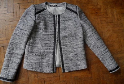 Veste Style couture GERARD DAREL 38 blanc chiné noir gansée noire - Photo 1/4