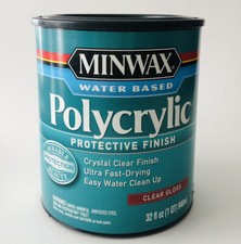 Minwax 65555 Clear Polycrylic Water-Based Protective Finish Gloss, 1QT - NEW   