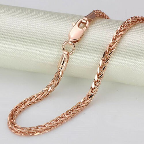 22inch Real 18K Rose Gold Necklace For 
