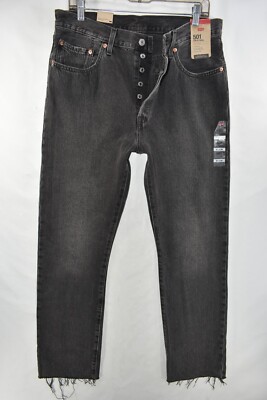 New Levi's 501 Original High Rise Straight Raw Frayed Hem Jeans Women Size 31x30