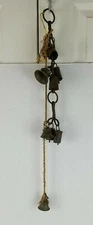 Vintage 25 Inch Rustic Handcrafted Door Wind Chimes/Alarm Metal Bells Rope/Metal