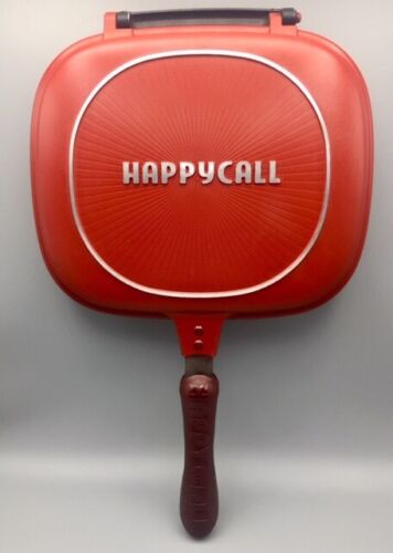 Happy Call Double Sided Grill Pressure RED Frying Pan Camping Quality Nice - Picture 1 of 12