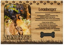 Leonberger Engraved Wood Picture Frame Magnet
