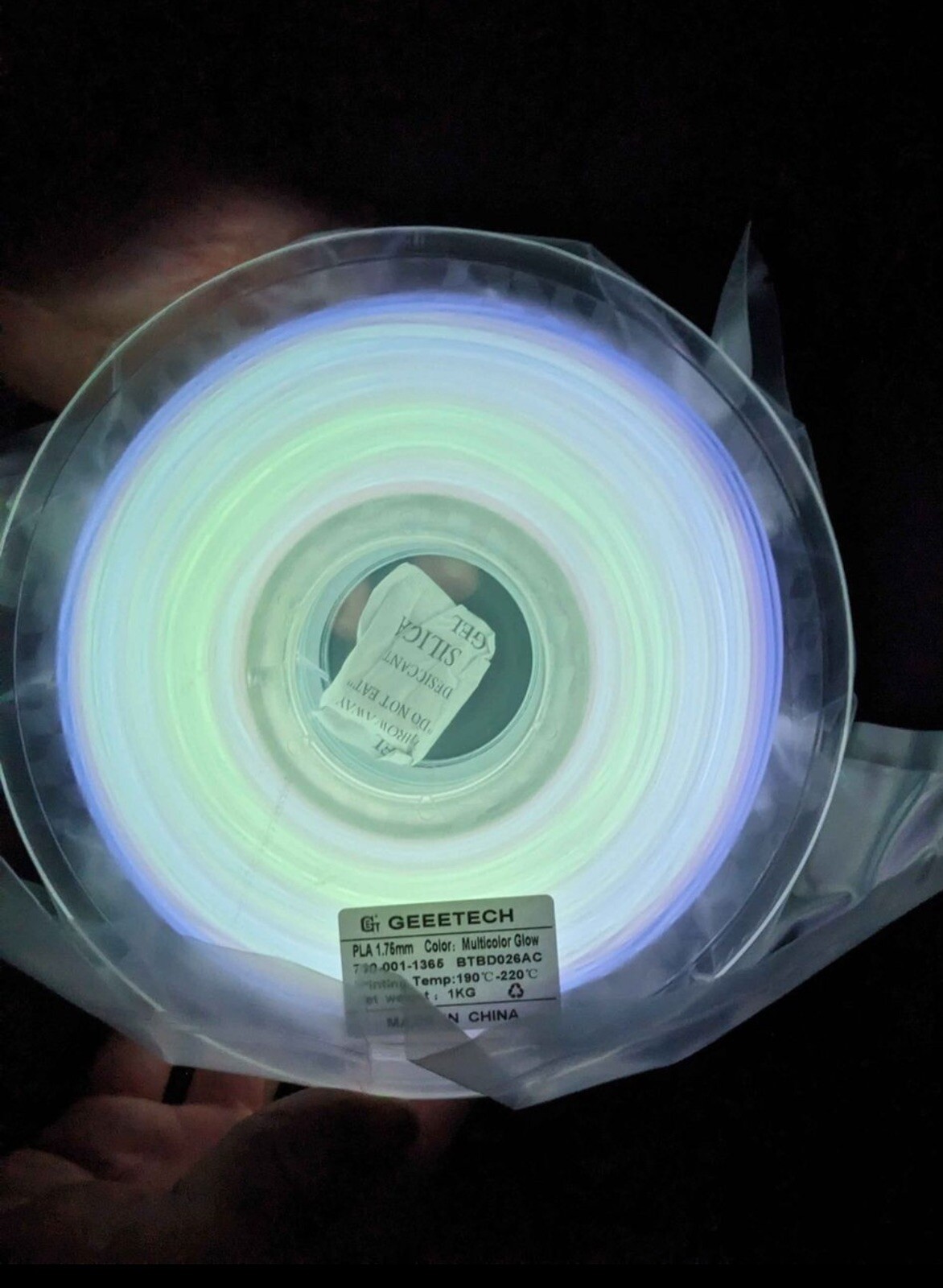 Printer filament 3D 1.75 1kg pla, glow multicolor-image