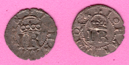 DOS MONEDAS Reval Johann III Schilling ca 1577 Suecia Estonia Livonia 950 - Imagen 1 de 2