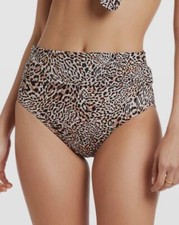 $112 Jets Women's Brown Animal Fold Down Bikini Bottom Swimwear Size AU14/US10